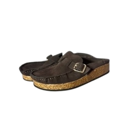 Alexis Bendel Brown Suede Leather Buckle Clogs NWOT - Picture 14 of 16